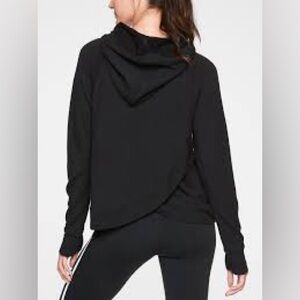 Athleta Criss Cross Split Back Hoodie Hooded Sweatshirt Black XS